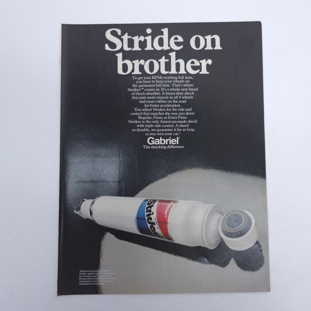 Gabriel Strider Shock Absorbers Vintage Print Ad Stride On Brother Auto Wall Art